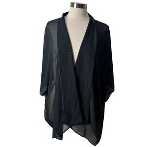 Ruby Ribbon Black Gray Leopard Animal Print Sheer Kimono Wrap Womens One Size